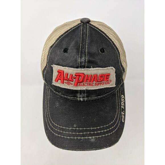 All-Phase Electric Supply Co Cap Hat Meshback Snapback Distressed Patch Black - Picture 2 of 11